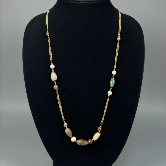 Estate Jewelry - Vintage Estate agate Muti - colored Stone beads necklace